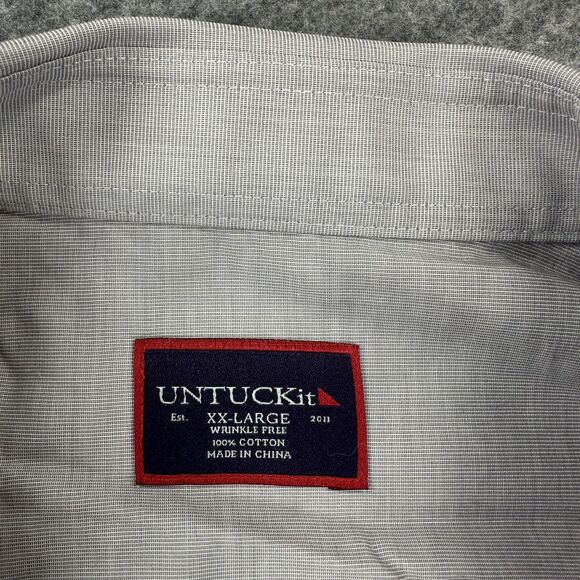 UNTUCKit Shirt Mens 2XL Gray Short Sleeve Button Down Wrinkle Free Cotton Casual - Picture 3 of 7